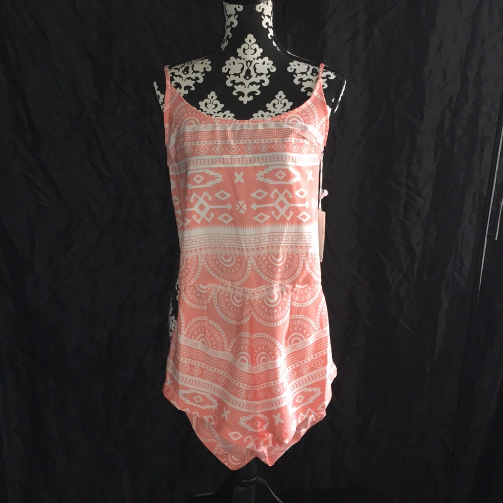 Salmon Tribal Romper with adjustable straps !